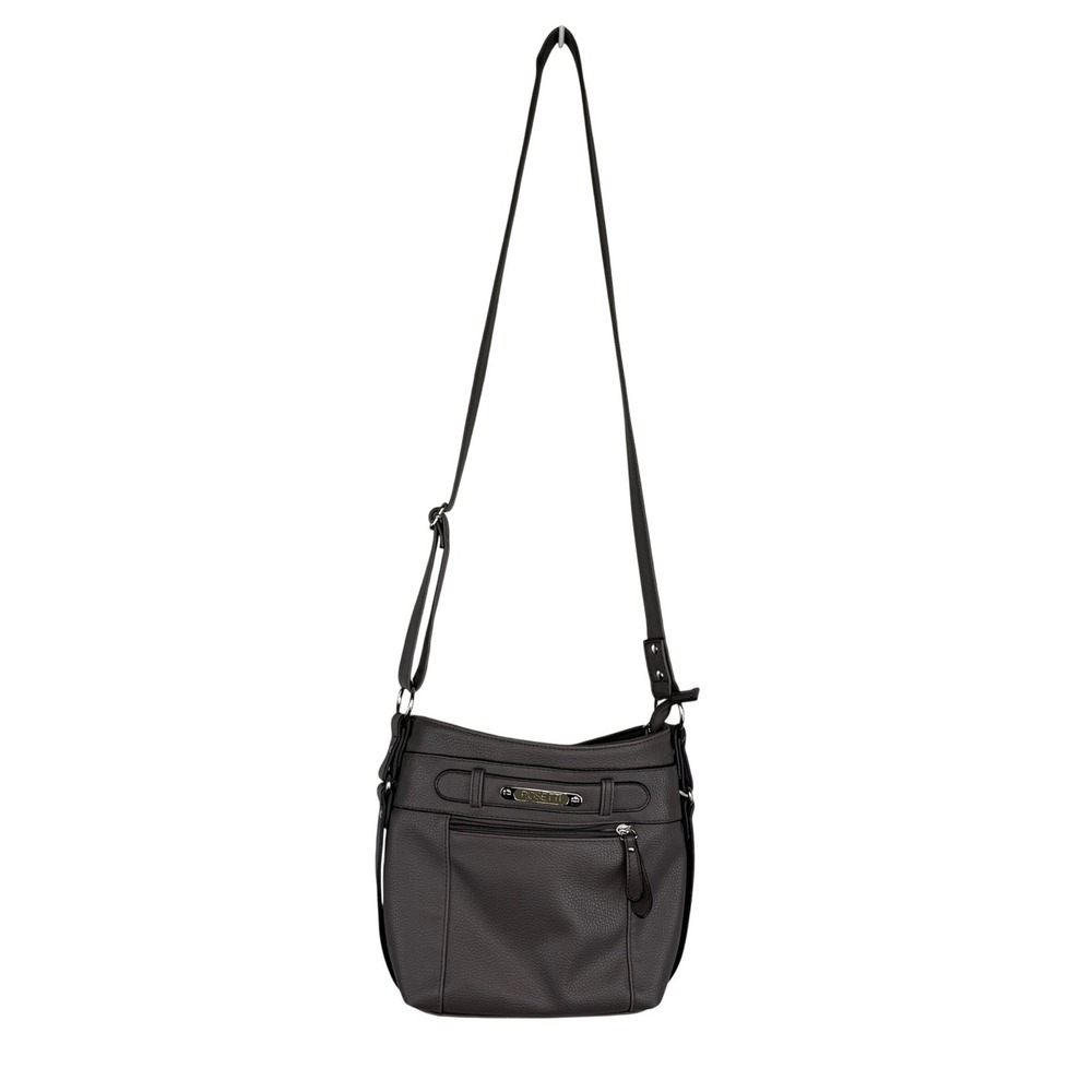 Rosetti Gray Crossbody Bag Pebbled Faux Leather Shoulder Bag Multi Pocket